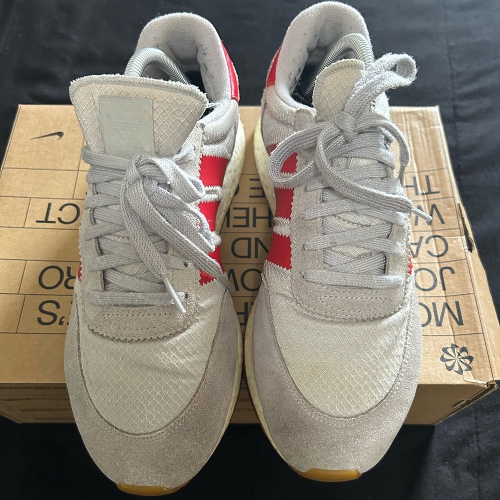 Adidas Gray and Red Sneakers